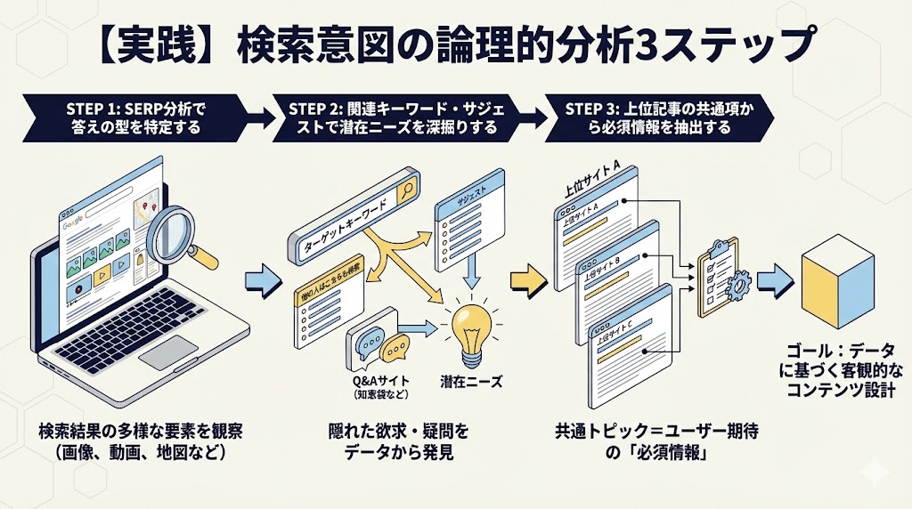【実践】Googleの思考を読む！検索意図の論理的分析3ステップ