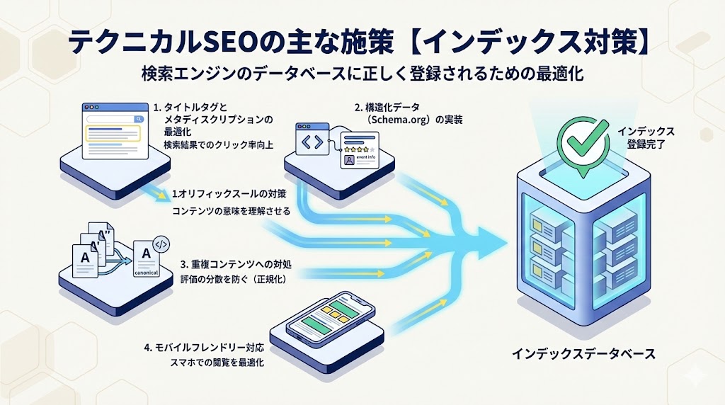 テクニカルSEOの主な施策【インデックス対策】
