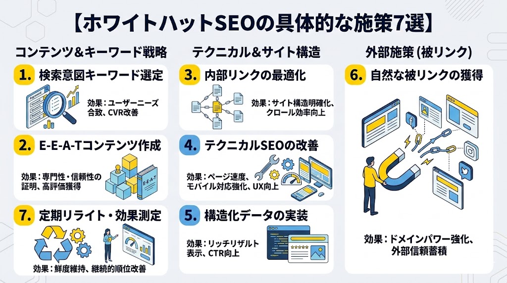 ホワイトハットSEOの具体的な施策7選