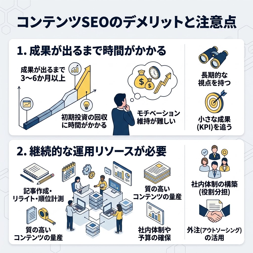 コンテンツSEOのデメリットと注意点
