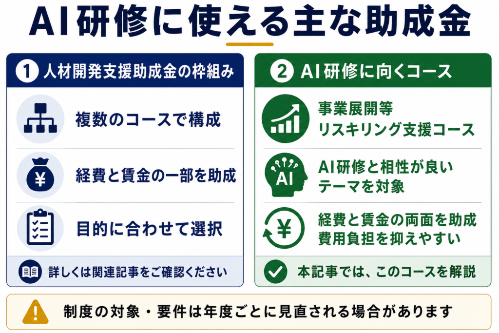 AI研修に使える主な助成金