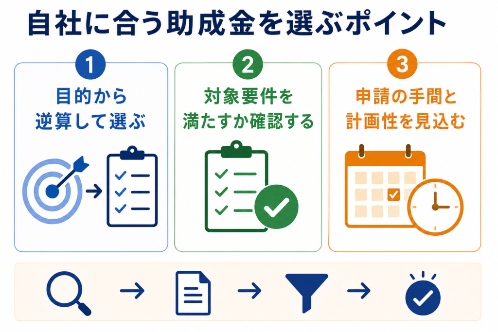 自社に合う助成金を選ぶときのポイント