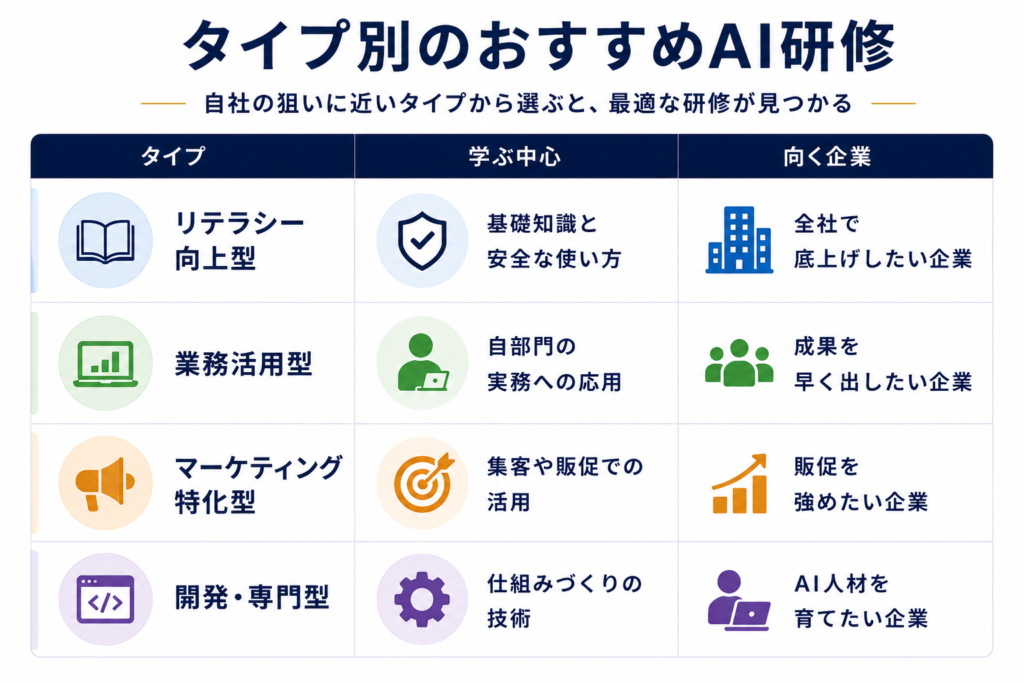 タイプ別のおすすめAI研修