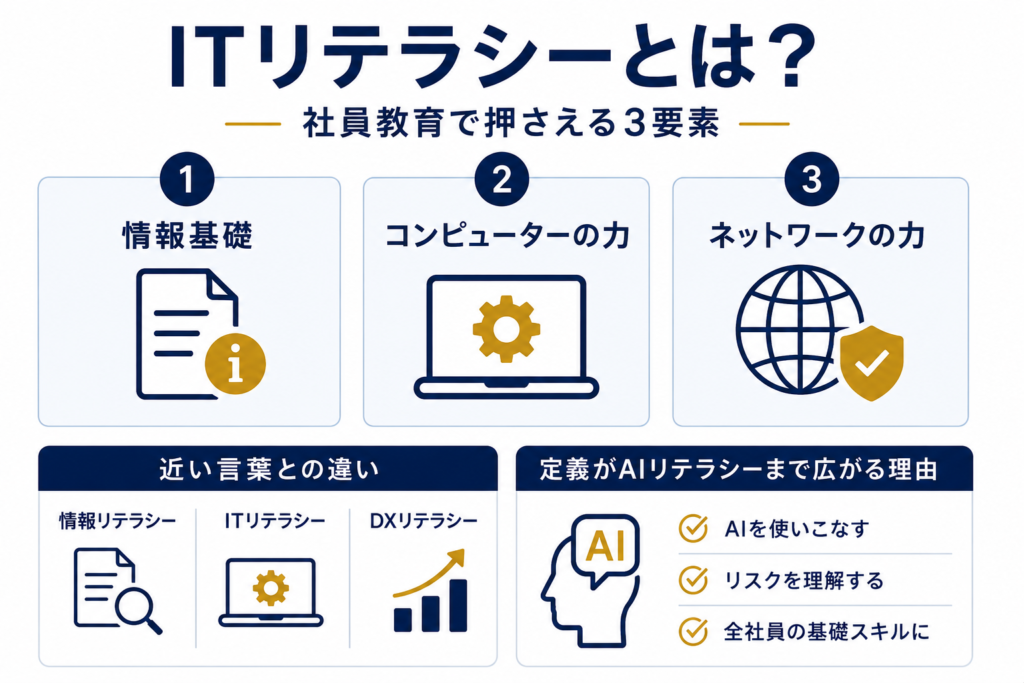 ITリテラシーとは?社員教育で押さえる定義と3要素
