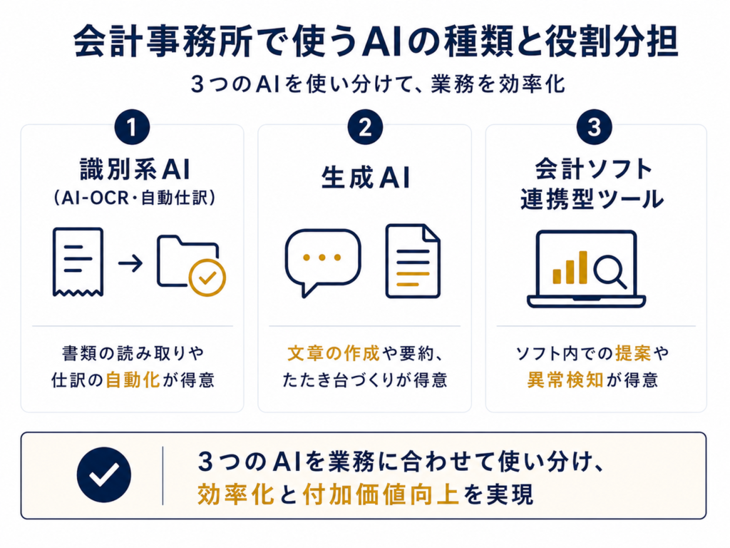 会計事務所で使うAIの種類と役割分担
