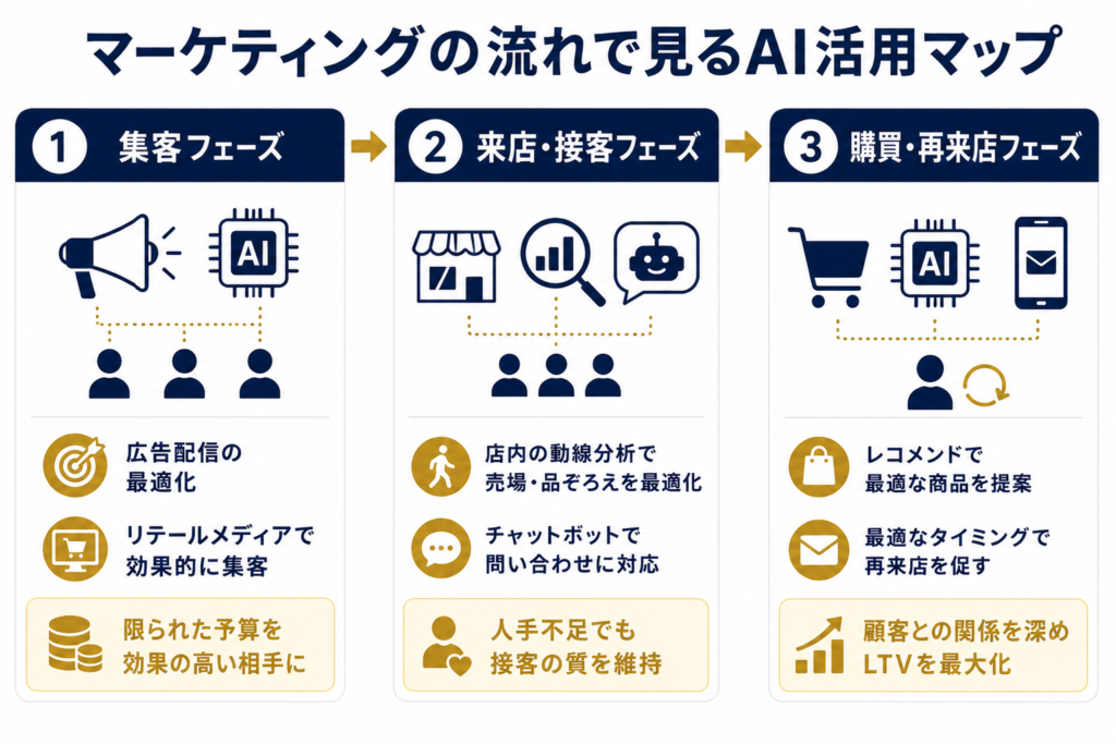 マーケティングの流れで見るAI活用マップ